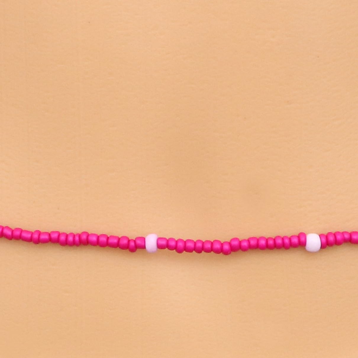 SECFOU Waist Chain Bead Bikini Waist Jewelry Rosy Bead Set for Women Summer Beach Body Jewelry