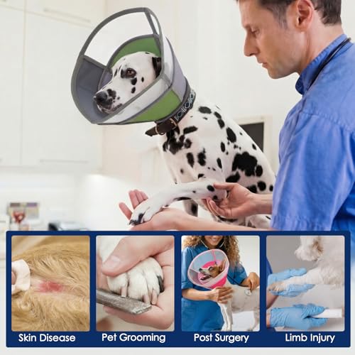 Image of KOESON Comfortable & Soft Large Dog Cone Collars with Adjustable Drawstring