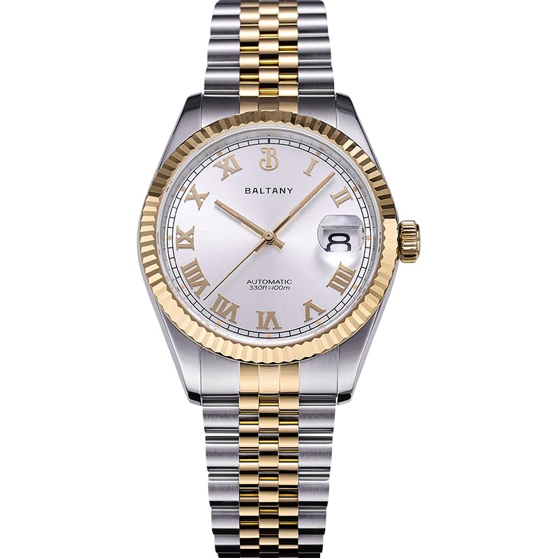 S4094 39mm Auto Dress Watches with Roman Numeral Markers, Mechanical NH35 Date Watch with…