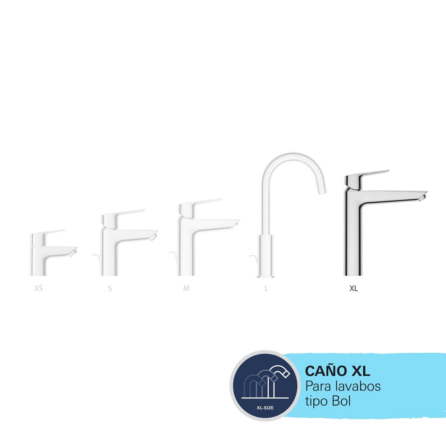 GROHE Start Grifo de Lavabo Alto para Lavabos Exentos con Válvula Click-Clack (Talla XL, Cartucho Cerámico 28mm, Ahorro Agua/Energía, Conexión 3/8", Montaje QuickTool), Negro Mate, 241652433