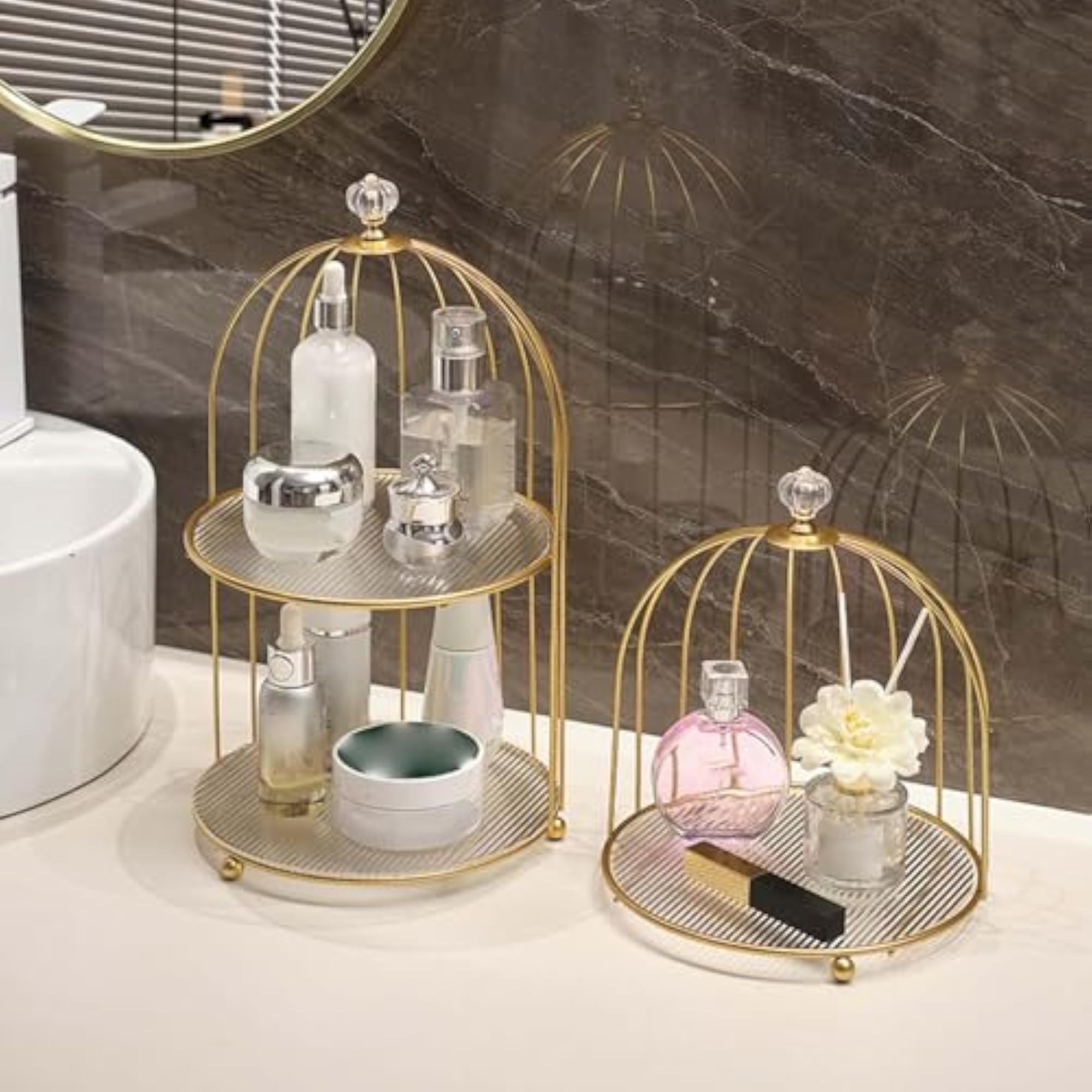 TRENDIVIBE Antique Golden Makeup Holder Display Stand