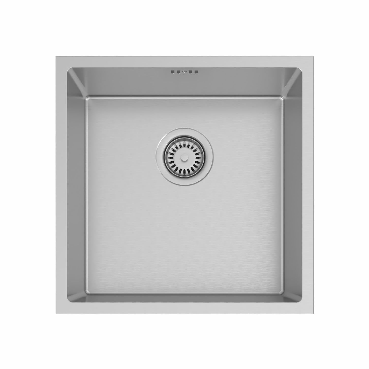 Lussena® 440 x 440mm Stainless Steel Kitchen Sink Square Single One 1.0 Bowl Undermount Installation, 18/8 Grade Steel Sinks, Free Basket Strainer Waste