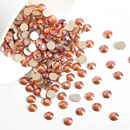 image for Beadsland 1440 Pieces Flat Back Crystal Rhinestones Round Gems,Amber,S