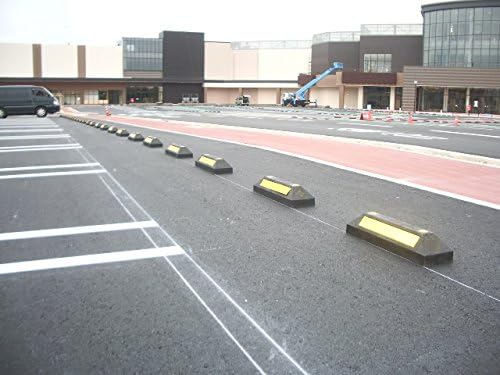 Amazon ゴム製車止めブロック黒h110mm2本セットアンカー付アスファルト用 カーポート 車庫アクセサリ