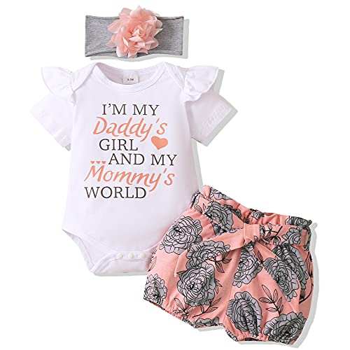 Image of Renotemy Newborn Infant Baby Girl Clothes Summer Outfits Infant Romper Pants Cute Toddler Girl Clothes Gift Set