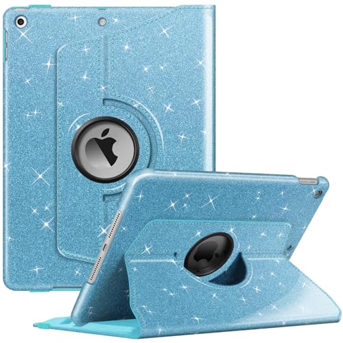 Image of Fintie Rotating Case for iPad 9th Generation (2021) / 8th Generation (2020) / 7th Gen (2019) 10.2 Inch - 360 Degree Rotating Stand Cover with Pencil Holder, Auto Wake Sleep, Glittering Blue