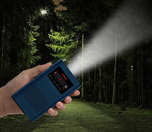 コンパクトポータブルラジオ FM/AM/MP3対応 1500mAh充電式バッテリー搭載 (青)