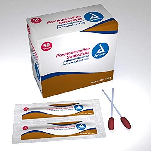 Dynarex 1201  Povidone Iodine Swabsticks 1’s – 10/50/Cs