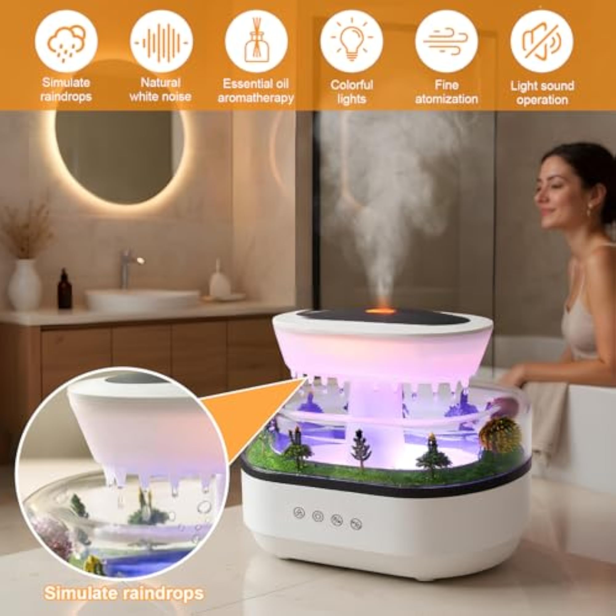 Cloud Rain Humidifier with 7 Colors and Rain Sound