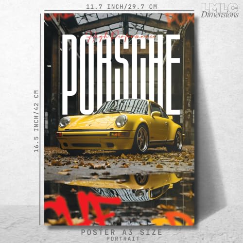 Image of Live Mad Live Crazy Porsche 911 Turbo Portrait Single Wall Paper Poster, A3 Size, 16.5L X 11.7W Inches Unframed Art Prints - Home, Bedroom, Living Room & Decor - Aesthetic, Matt Finish, Frame Not Included