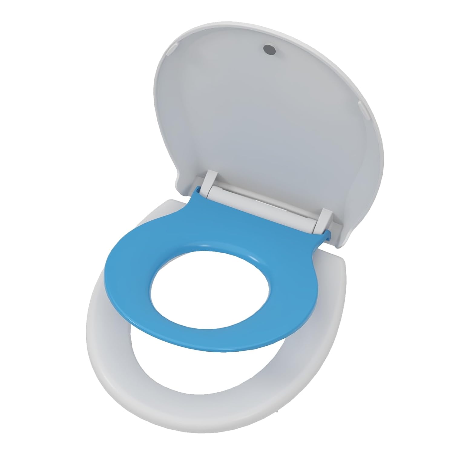 Elongated Blue Mother and Child Toilet Seat - Built-In Toddler Potty Training Seat, Slow Close, Tool-Free Easy Installation