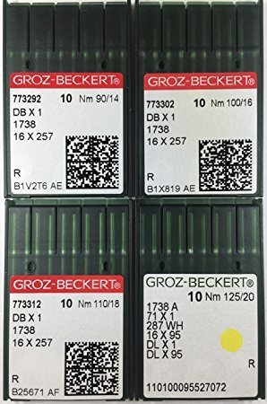 40Pcs Groz-Beckert Sewing Machine Regular Point Needle (Juki Ddl,Brother Db2, & More) 16X257 Dbx1 Size#90/14,100/16,110/18,125/20 Regular Point Each Pack Have 10Pcs Needls. #TOP5