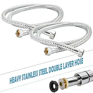 Mawson 1.5 Meter Flexible 304 Grade Stainless Steel Shower Tube Chrome Finish (Pack of 2)