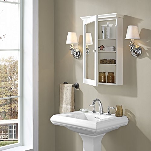 Crosley Furniture Lydia Mirrored Bathroom Wall Cabinet, White