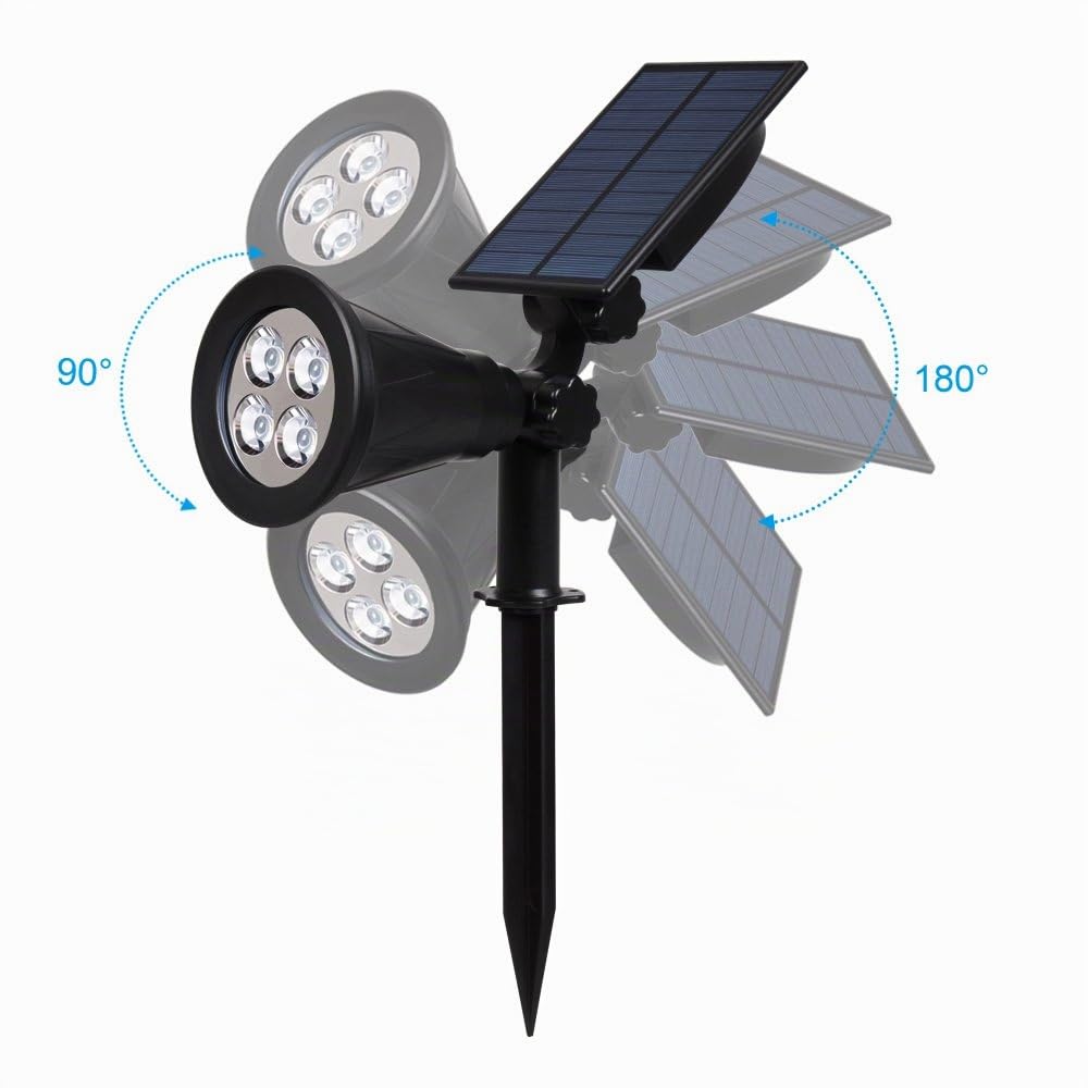 T-SUN Grün Solarlampen für Außen 4 Stück, 4 LED Helle Gartenstrahler mit 2 Modi, IP65 Wasserdicht Solar Strahler, Baumbeleuchtung Aussen, Dusk to Dawn Solarleuchten für Hof Garage Weg Outdoor Pflanzen