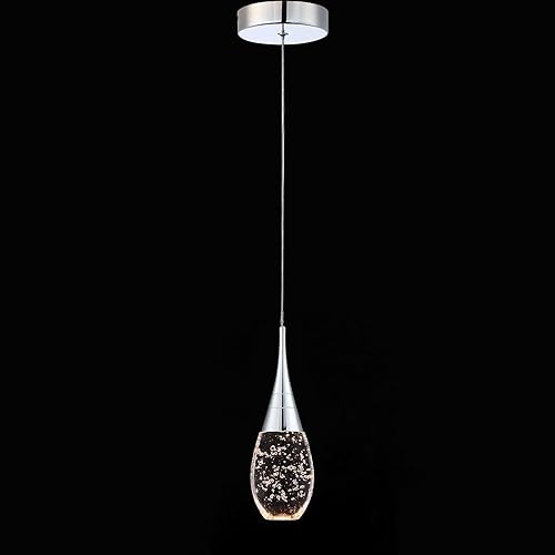Miniatura 9 de JoollySun Mini lámpara colgante individual Moderna lámpara colgante de techo regulable LED con cristal de burbuja para cocina, isla bar, dormitorio,
