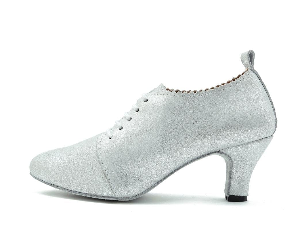 Scarpe da Donna con Punta Chiusa e Lacci in Pelle Sintetica Glitterata per la Pratica della Salsa, per Balli Latini, Balli e Balli