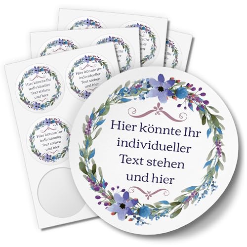 24 PERSONALISIERTE runde Etiketten mit Motiv: Aquarell Kranz - Ihre Aufkleber online selbst gestaltet, ganz individuell