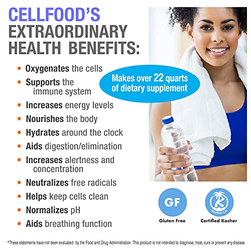 Cellfood Liquid Concentrate - 1 Fl Oz, 2 Pack - Oxygen + Nutrient Supplement - Supports Immune System, Energy, Endurance, Hydration & Overall Health - Gluten Free, Non-Gmo, Kosher - Makes 22+ Quarts #TOP4
