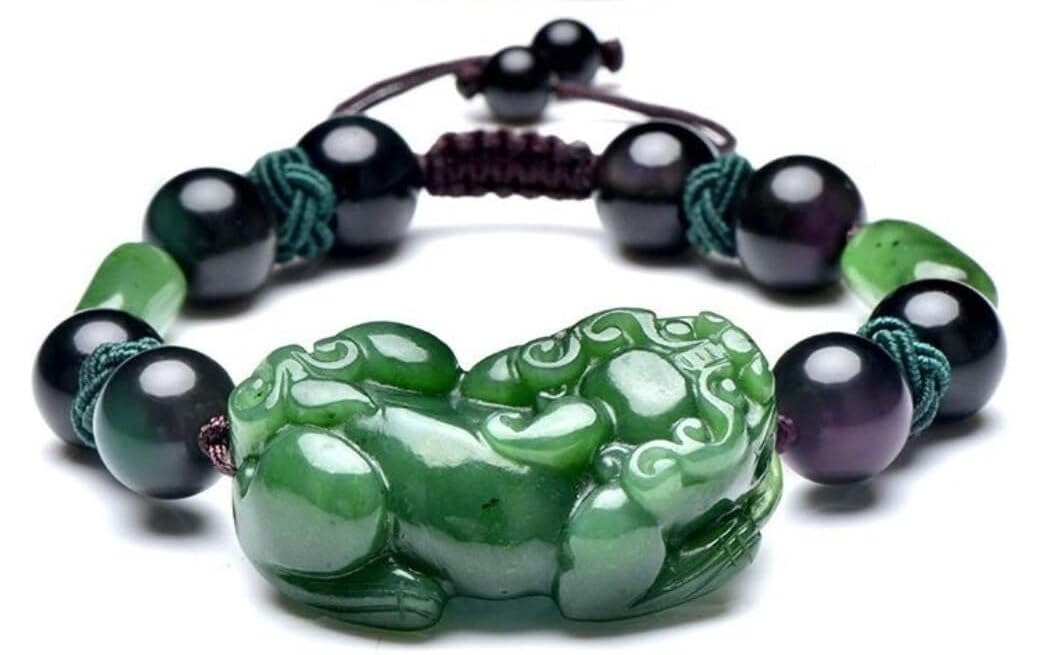 YNIYUJKL Feng Shui Wealth Bracelet Prosperity Hetian Jade Nephrite Bracelet For Lovers Talisman Bangle,10 mm