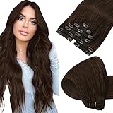 Sunny Clip in Human Hair Extensions Dark Brown 12inch 5pcs 70g Remy Human Hair Clip in Extensions...