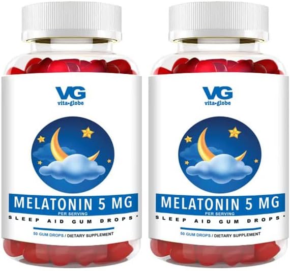 VitaGlobe Melatonin 5mg Gummy - Non-GMO, Vegan and Natural Sleep Aid Supplement, Relieves Occasional Sleeplessness