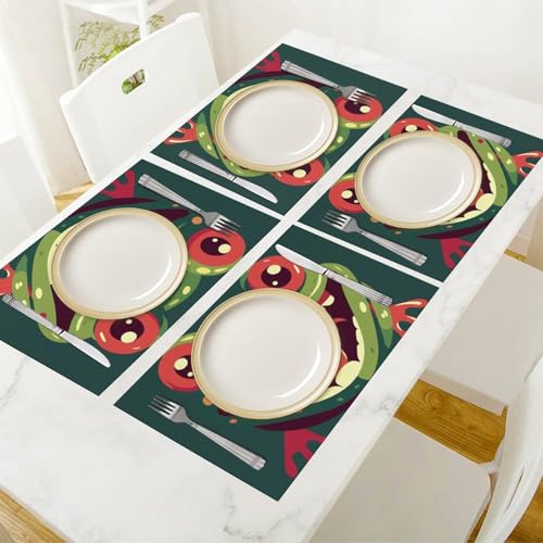 Set de table en PVC résistant à la chaleur et lavable motif grenouille - 7