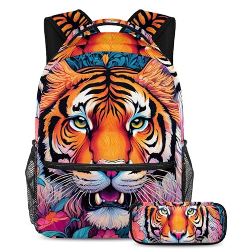 Cartable tigre coloré 40cm idéal pour les sorties scolaires et voyages