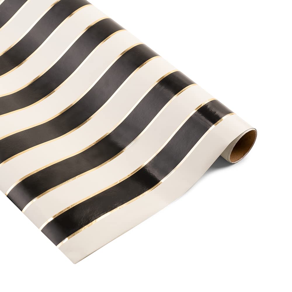 Crown Greetings White & Black With Gold Linings Gift Wrapping Paper Sheet Gift Paper - Gift Wrap Roll - Gift Papers Sheets - Gift Cover Rapping - Premium Design Paper Roll for Gift Packing 30" x 3m