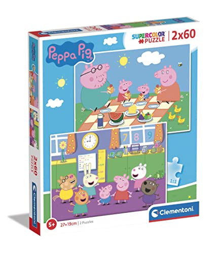 Clementoni - Puzzle Infantil 2 Puzzles de 60 Piezas Peppa Pig, Puzzles Infantiles de Personajes, a Partir de 5 años (24793)