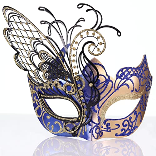 Masque de femmes vénitiennes en métal et strass chic