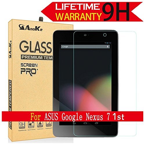 Nexus 7 1nd Glass Screen Protector,(ASUS 2012 Model) AnoKe [Lifetime Warranty](0.3mm 9H) Tempered Film Shield For ASUS Google Nexus 7 1nd Glass