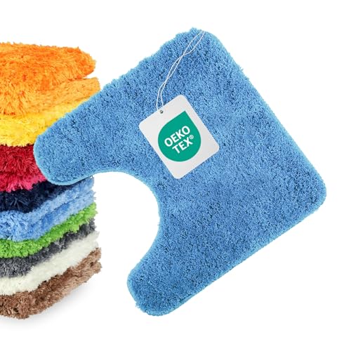 WohnDirect Tapis WC Contour 45 x 45 cm, antidérapant, Absorbant, Lavable, Microfibre Douce, Compatible Chauffage au Sol, découpe en U pour Toilettes, Coloris...