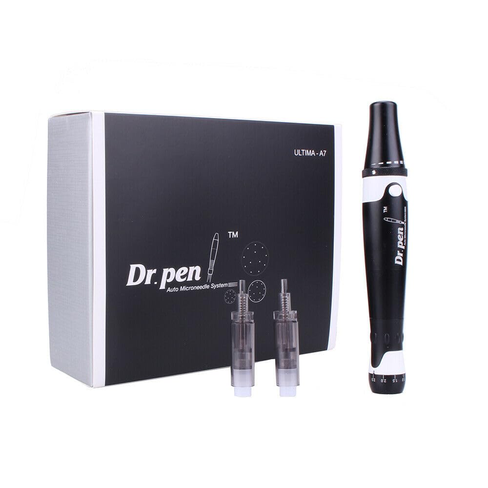 Dr Pen Ultima A7 Microneedling Kalem - 18000 RPM En Güçlü Kablolu Model - Profesyonel Derma Otomatik Kalem - Yüz ve Vücut için En İyi Cilt Bakım Alet Seti - 6 adet 12 pinli Kartuş