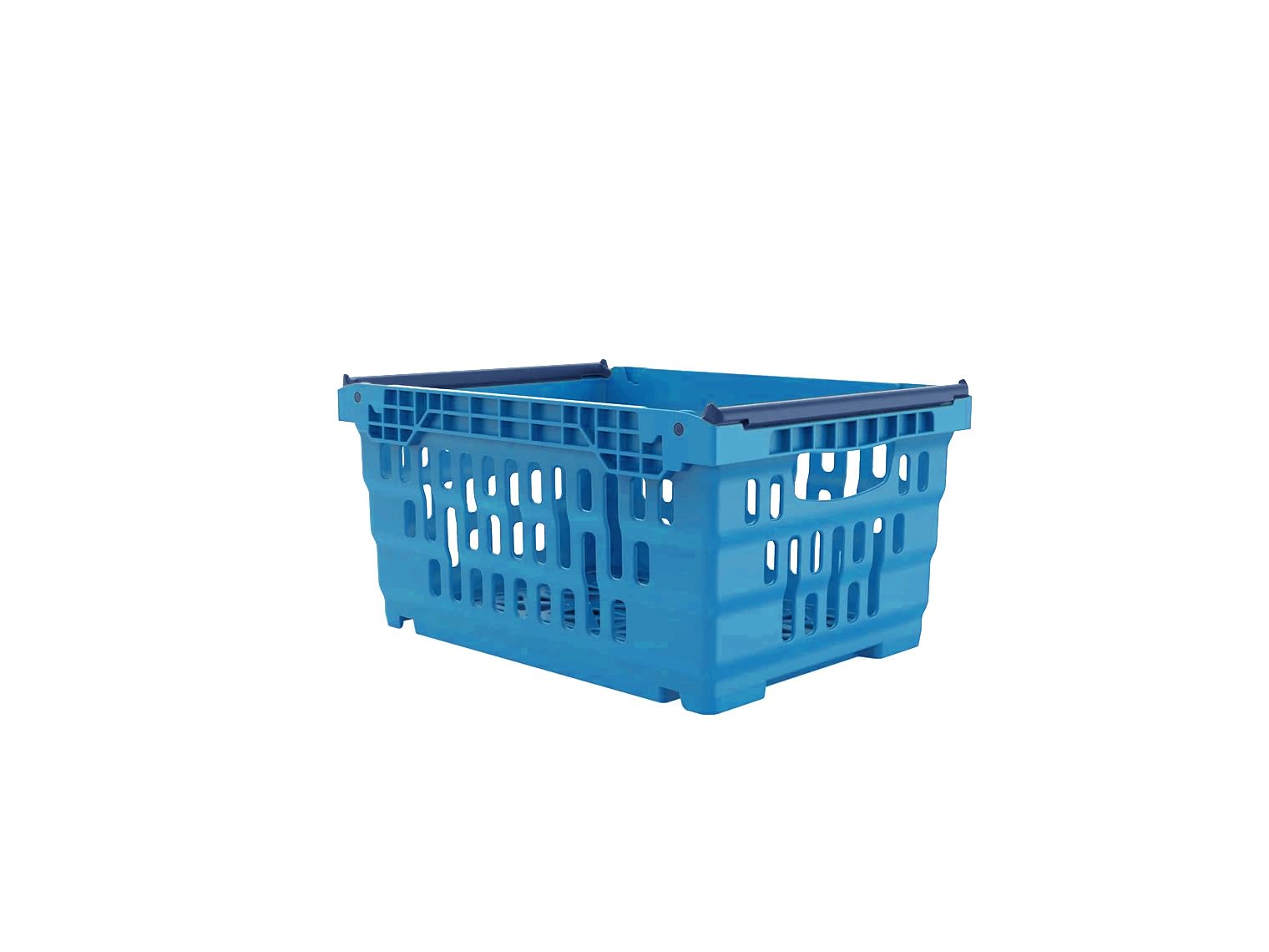 HomeHQ 5x Bale Arm Crates, Nesting Ventilated Plastic Basket, Stacking Supermarket & Storage Crate (20 Litre, BLUE)