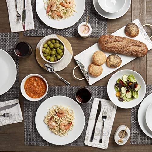 Denmark White Catering And Dining- Commercial Chef Restaurant Grade Scratch Chip Resistant Dishwasher Oven Microwave Safe Dinner Soup Cereal Plate Bowl, 12 Piece White Vitrified Dinnerware Set #TOP3