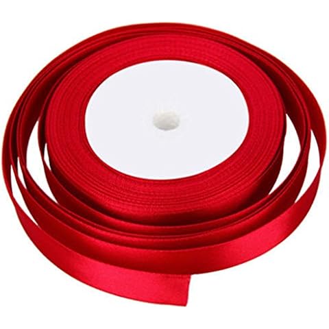 GCS 25 Meters Of Satin Wedding Party Ribbon 15mm In Multiple Colours Pack Rolls (Red) Cover