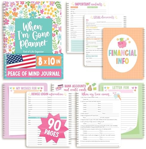 End Of Life Planner Organizer Notebook - Estate Planning Organizer, When I'm Gone Planner, Emergency File Notebook For Death, End Of Life Binder, Doodle Floral Funeral Planning Book