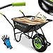 Juskys Schubkarre 100L, 250 kg – mit verzinkter Wanne, Luftreifen & Metall Felge, stabile Garten Schubkarre & Schiebkarre – Transportkarre Garden Schwarz
