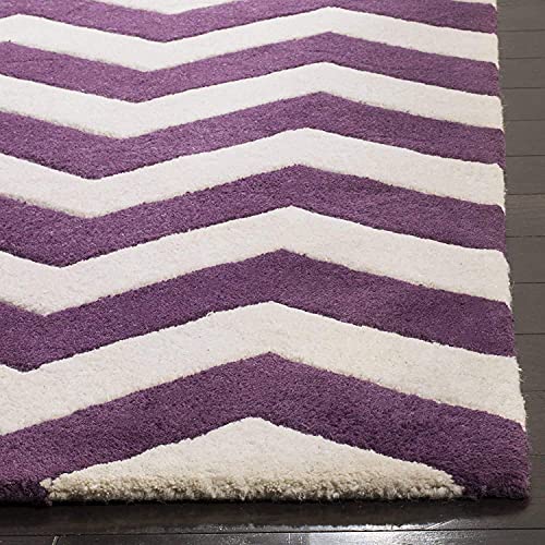 Image of Mordern Design Handmade Tufted Carpet Pure Woollen Export Quality Carpet for Living Room, Bedroom Hall [ Size 4 x 4 Round, Color White Purple ]