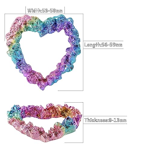 Image of Amogeeli Heart-Shaped Bismuth Crystal Collection, Metallic Stone Mineral Specimen for Reiki Wicca Decoration Wire Wrapping