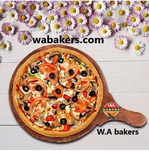 Image of W.A Bakers Wooden Round Pizza Bat with Handle /Bat /Board (8 Inches, Brown) (Small)