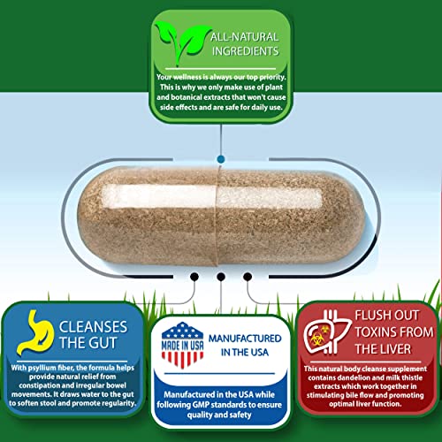 Complete Body Cleanse - Natural, Healthy Cleansing Support For Liver, Urinary Tract, Kidney, Digestive System - 5X Strength, Fast Action Flush, 42 Vegan Capsules (Complete Body Cleanse) #TOP2