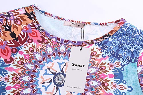 Tunic Dresses For Women,Tanst Ladies Floral Boho Casual A Line Flared Hem T Shirt Midi Dress With Pockets 3/4 Sleeve Lightweight Maternity Stretch Fall Winter Christmas Wear Clothes Flower S #TOP3