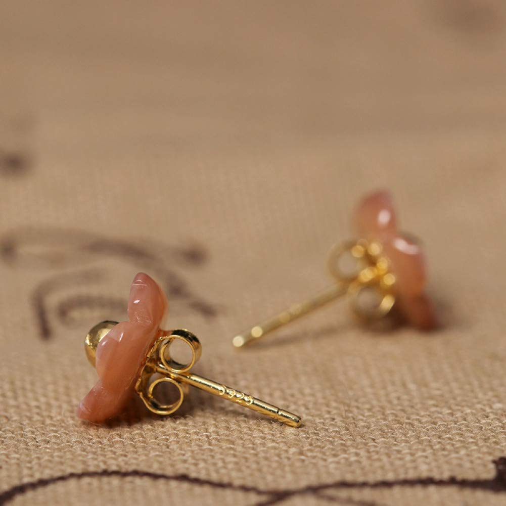Boucles D'oreilles Clips Rose/pêche Et Argent - Occasion