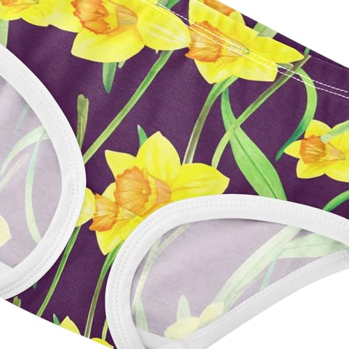 Toddler Underwear Custom 2t Cotton Little Girl Panties Flower Briefs Undies Kids Yellow Daffodil Flowers Dark4
