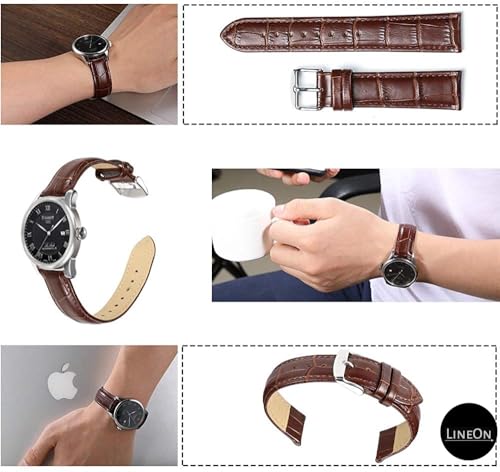 Image of Lineon Half Padded Premium Leather Mens & Womens Watch Strap For Branded Watches Compitable with Titan, Timex, Casio, Sonata and All premium Watches Tool and Pins Include