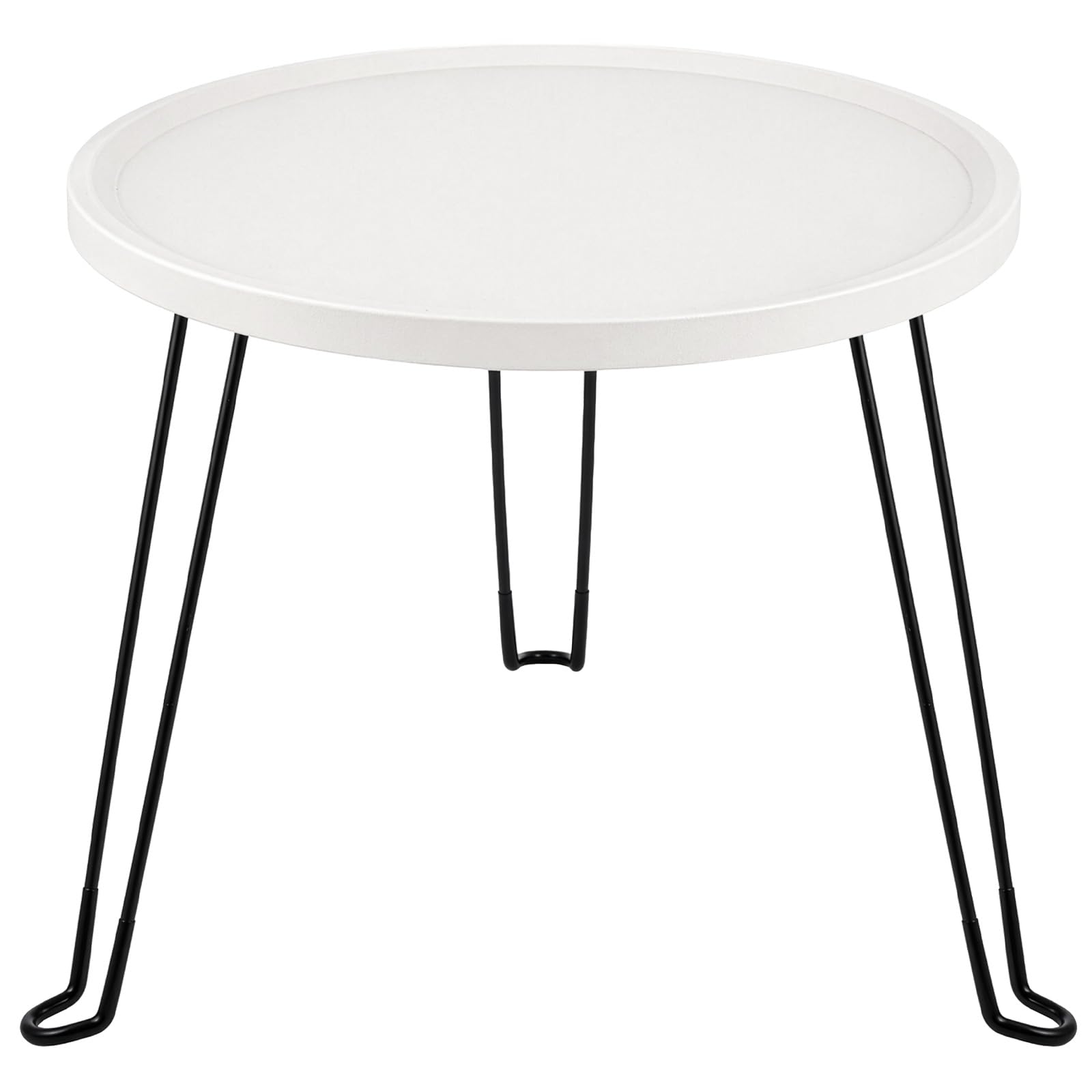 BREEZENEST Small Round Foldable Side Table with Removable Tray Top, 3-Leg Modern End Table for Living Room, Bedroom & Small Spaces, Compact Bedside Table, Sofa Table, Nightstand Furniture (White)