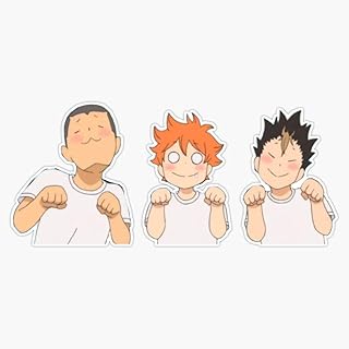 Haikyu!! Cute Hinata, Nishinoya, and Tanaka Sticker Vinyl Waterproof Sticker Decal Car Laptop Wall Window Bumper Sticker 5"