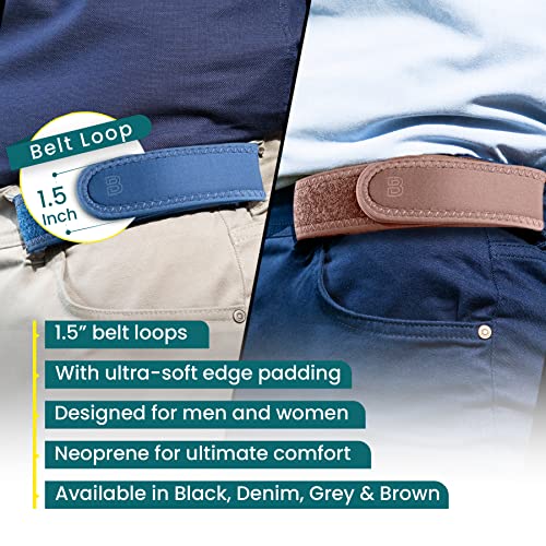 Beltbro Neo Buckle-Free Elastic Belt With Ultra-Soft Edge Padding & Silky Soft Neoprene - Fits 1.5 Inch Belt Loops (Black) #TOP4
